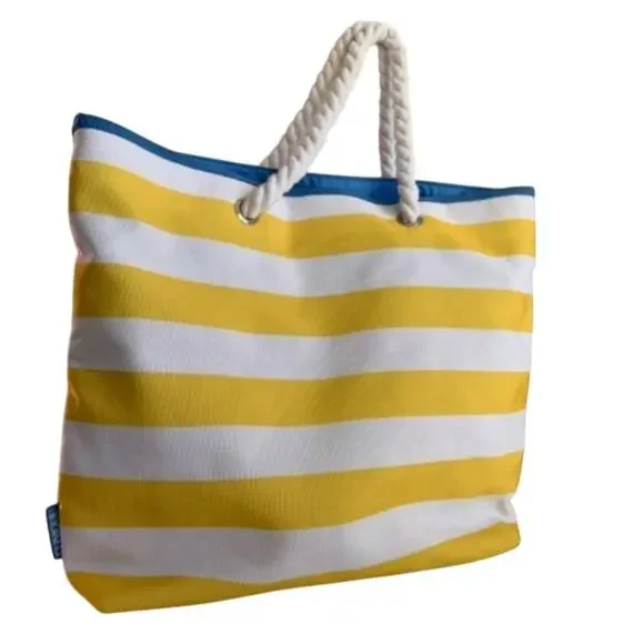 Clinique Yellow White Pink Striped Tote Bag Clinique yellow tote - Gem main image 2